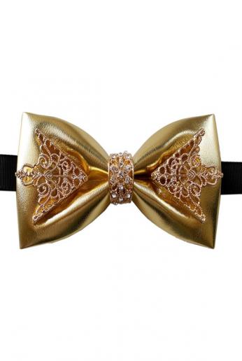 2017 Pu Leather Men Gold Wedding Bow Tie Necktie Fashion Bow Ties Cravate Homme Party Bow Ties for Men