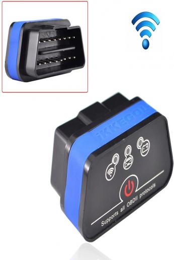 iKKEGOL iCar 2 Mini OBD2 OBD II WiFi Car Diagnostic Scan Tool for IOS iPhone iPad PC with Switch Auto Sleep(Black+Blue)